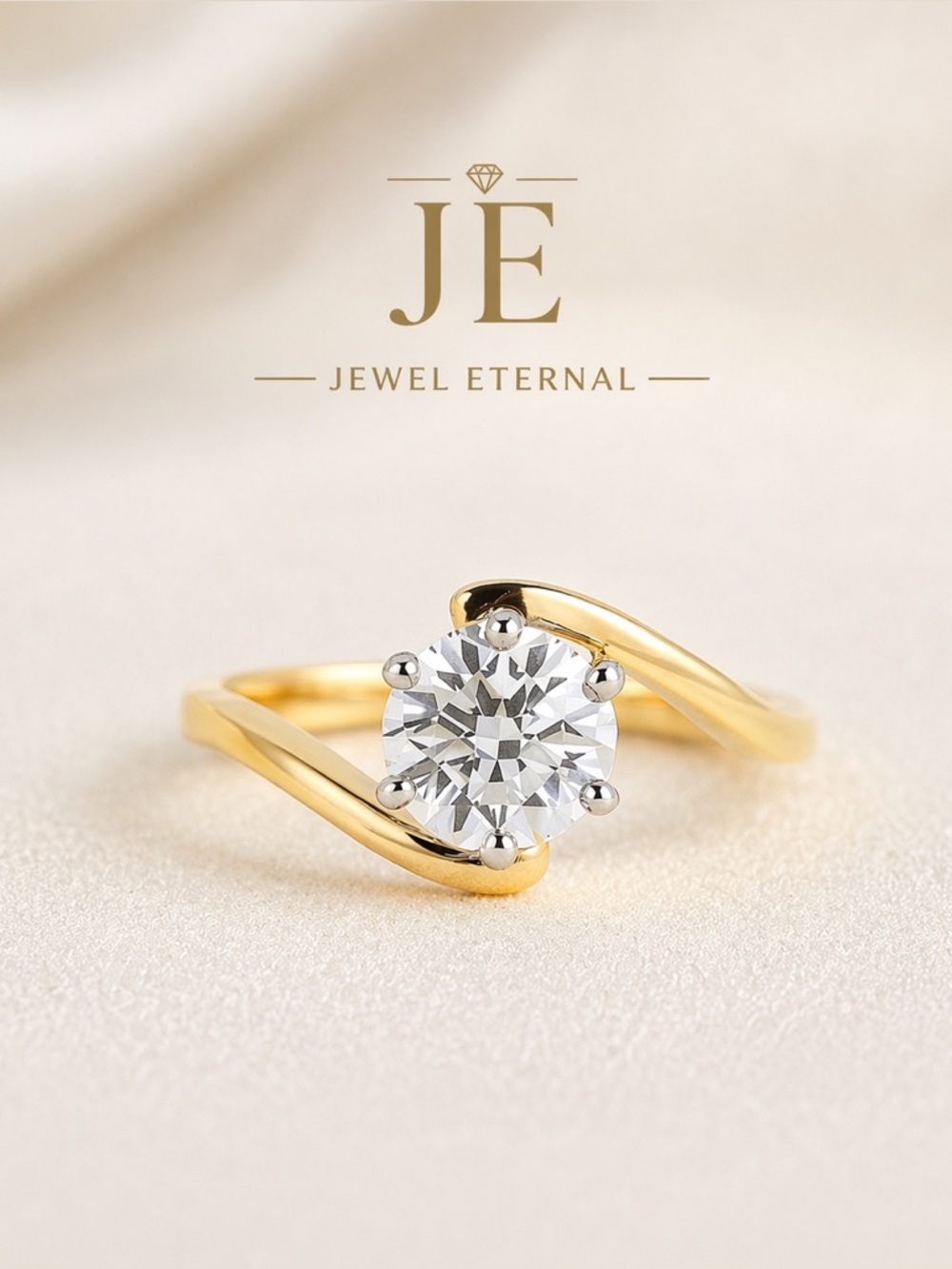 1.5ct Moissanite Twist Ring D VVS1 Round Cut